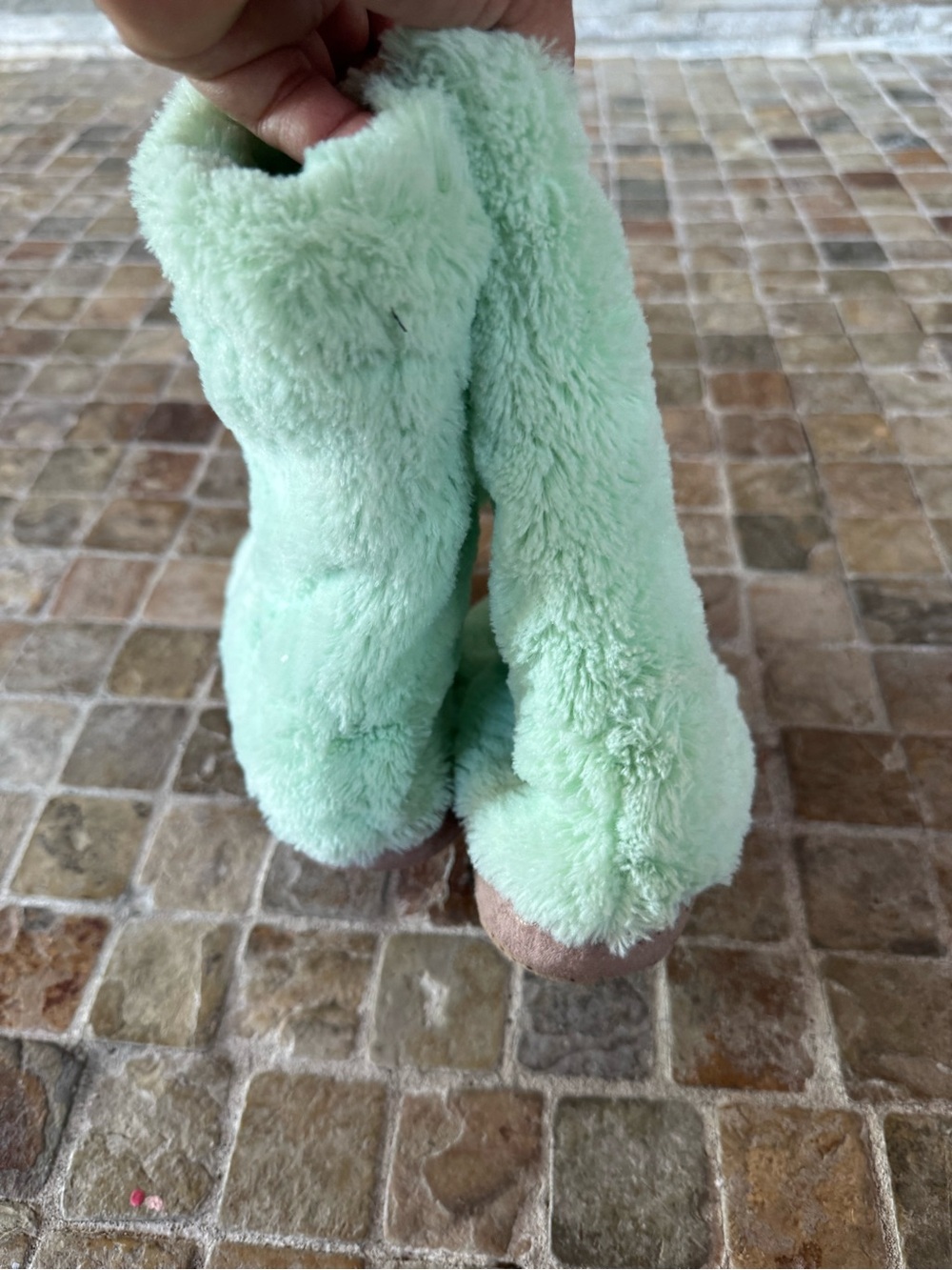 Old navy Cozy Mint Plush Pom-Pom Slipper Boots - Picture 2 of 5